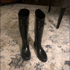 Black rain boots